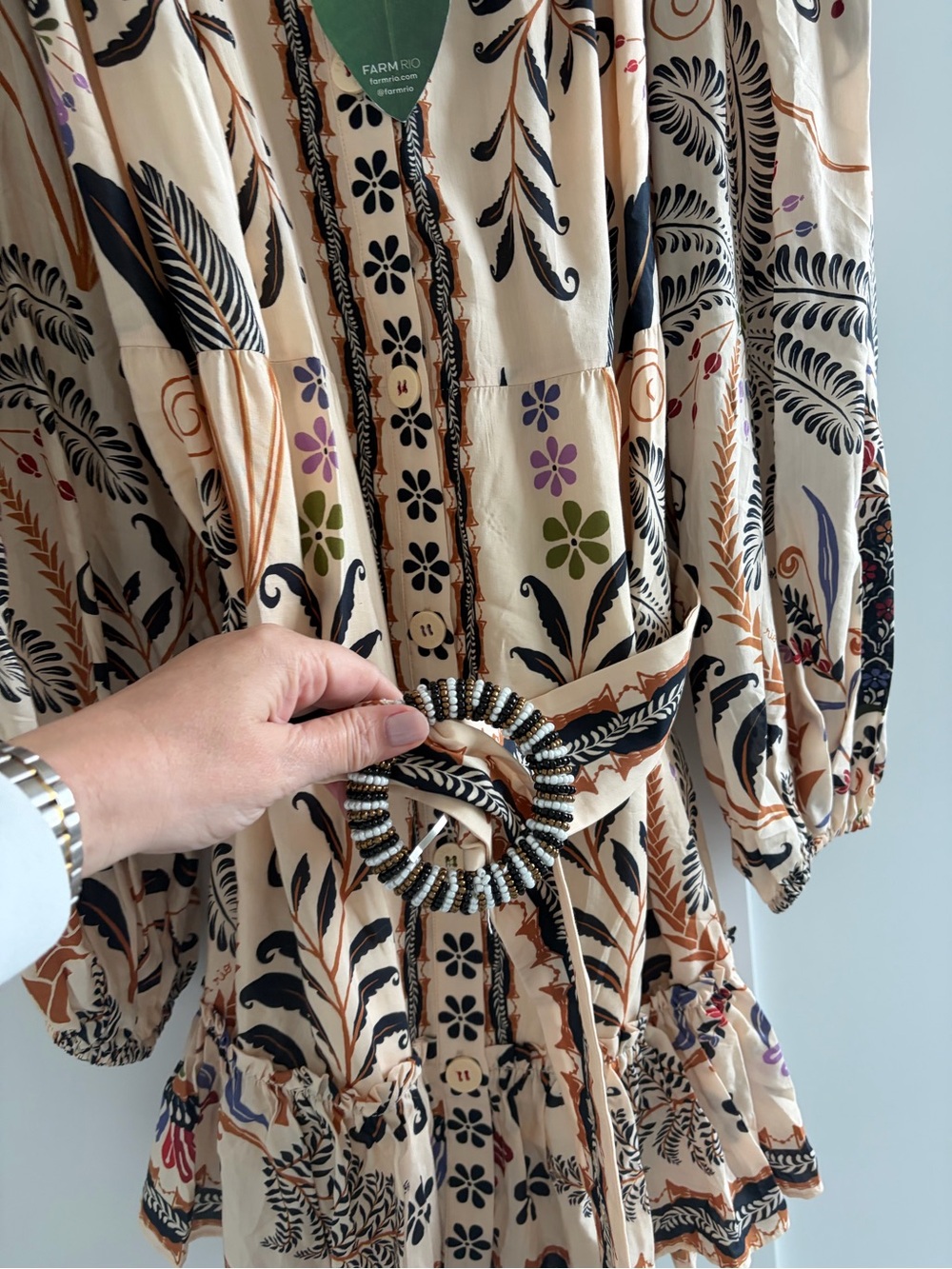 Farm Rio Nature Sand Mini Dress - Picture 5 of 8
